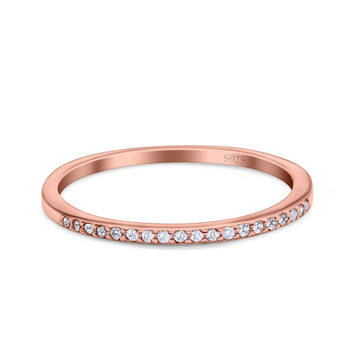 Half Eternity Wedding Band Rose Tone Cubic Zirconia 925 Sterling Silver Wholesale
